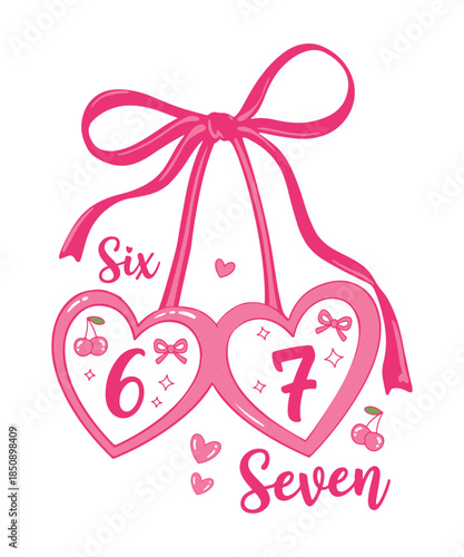 Wallpaper Mural Cute pink bubble number 67 typography with bows and hearts Torontodigital.ca