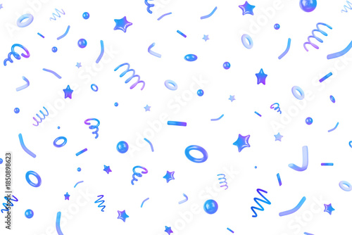 3d neon party confetti on isolated background. Holiday Festival Design for Greeting Card, Invitation or Poster. Celebration Party. Surprise Banner. Stock vector illustration on isolated background.