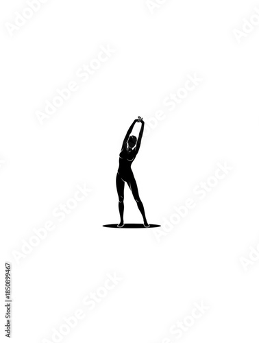 Silhouette of a woman stretching her arms upwards