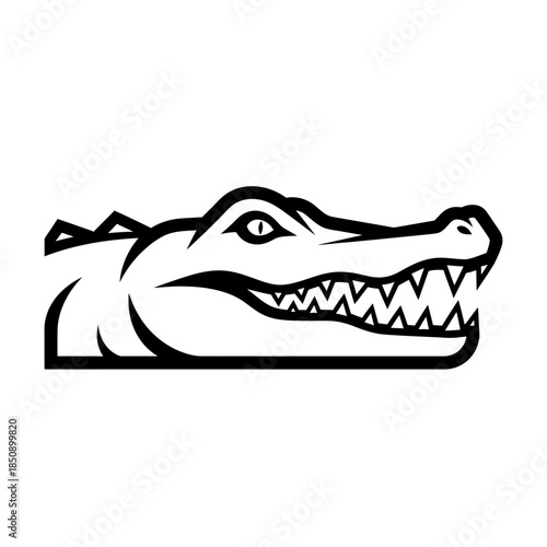 Vector icons Black and White Illustration of an Alligator Head with Sharp Teeth. EPS Editable