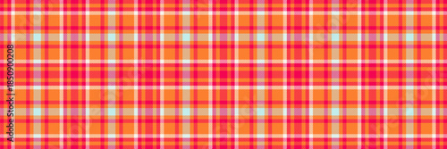 Up texture fabric seamless, workshop background vector check. Rough plaid tartan pattern textile in orange and bright colors.