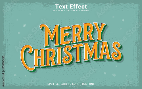 Editable 3d style merry christmas text effect in Illustrator