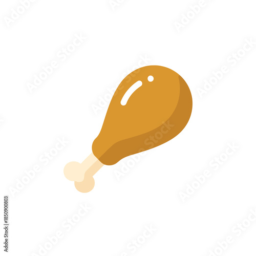 Vector icons Cartoon fried chicken drumstick leg icon isolated on white background. EPS Editable