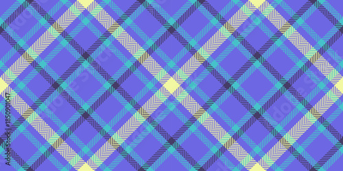 Punk tartan plaid background, summer fabric textile texture. English check pattern seamless vector in indigo and cyan colors.