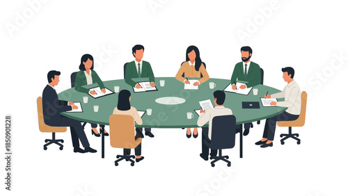 Business Meeting with Diverse Professionals Discussing Strategies at Conference Table