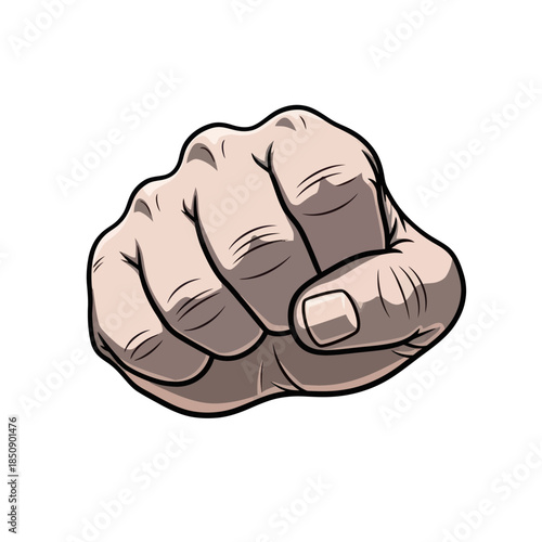 Illustration of a clenched fist pointing directly forward.