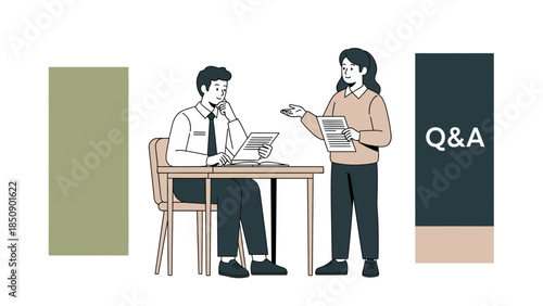 Business Consultation and Q&A Session Between Two Professionals in Office Setting