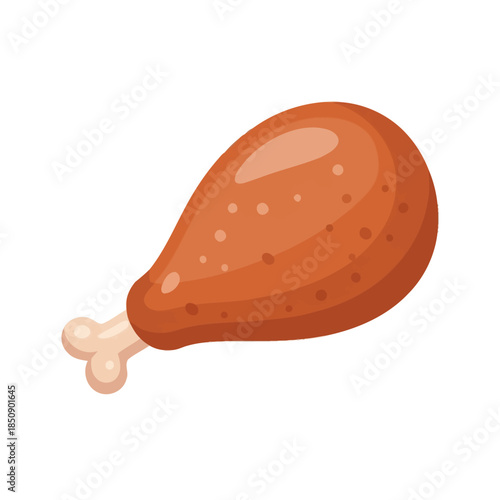Vector icons Crispy Fried Chicken Leg Drumstick Isolated on White Background. EPS Editable