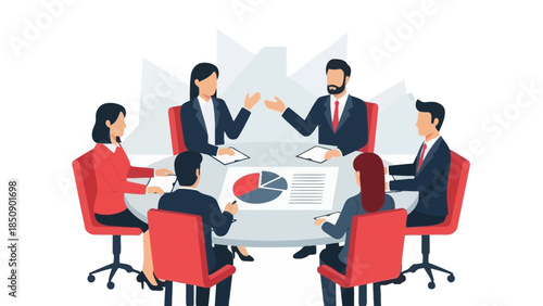 business meeting with diverse professionals discussing strategies around a conference table