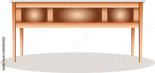 Simple Wooden Console Table with Storage Compartments Illustration