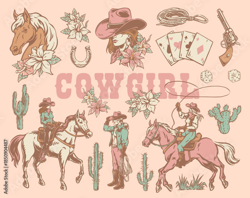Pink cowgirl art