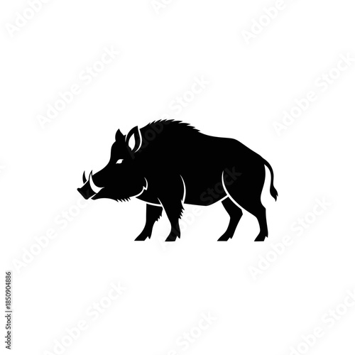 Silhouette of a Wild Boar with Prominent Tusks 1.