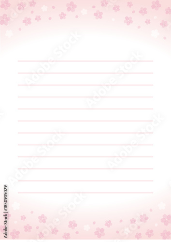 春の便箋、桜の花の模様のメモ帳、ノート