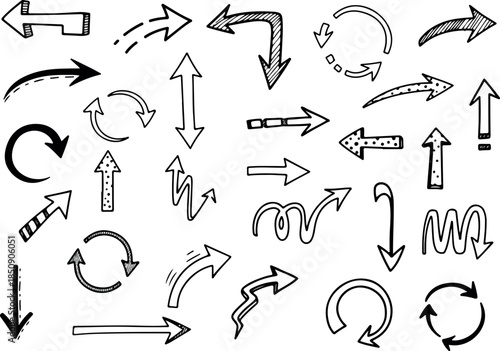 Set of Hand-Drawn Arrow Vectors Directional Graphic Elements for Design Projects