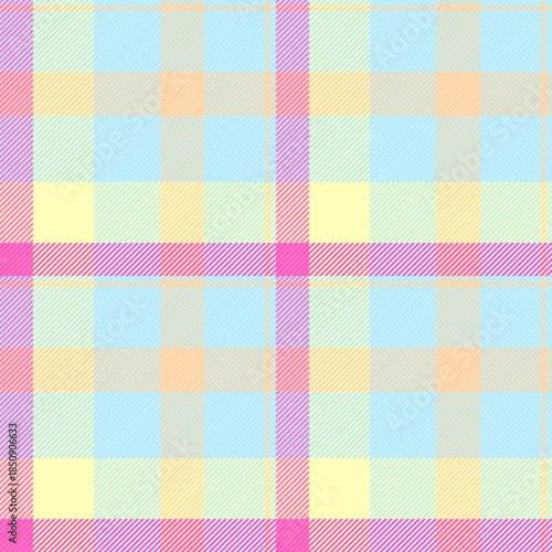 Day pattern background seamless, comfort plaid tartan texture. Straight vector fabric textile check in light and pink colors.