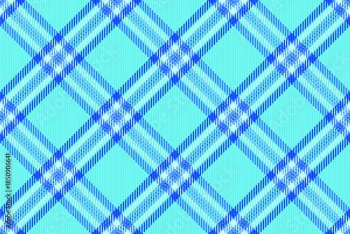 Oktoberfest seamless background textile, tee pattern fabric vector. Length check tartan plaid texture in teal and blue colors.