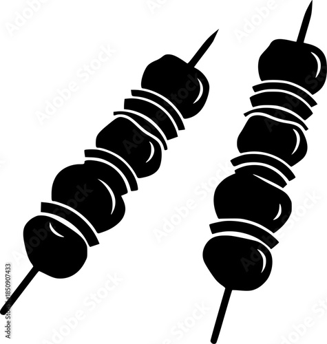 Barbecue Meat Skewer Grill Vector Silhouette Illustration
