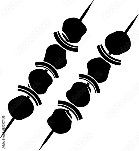 Barbecue Meat Skewer Grill Vector Silhouette Illustration
