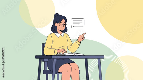 Modern Female Teacher Engaged in Online Teaching or Digital Classroom Setting for Remote Education