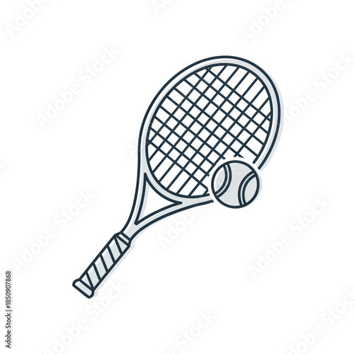 Tennis Racket and Ball Illustration for Sports and Recreation.