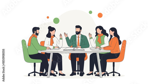 business meeting with diverse professionals gathered around a conference table discussing ideas