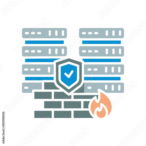 firewall rules black line icon. Vector isolated element