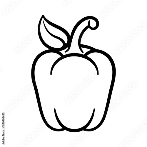 Black outline icon of a bell pepper without background.