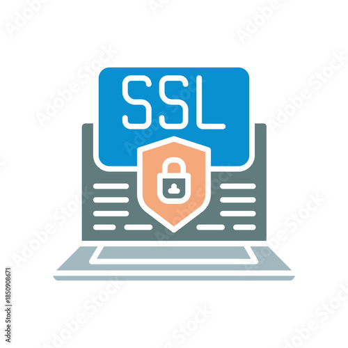 ssl certificate black line icon. Vector isolated element