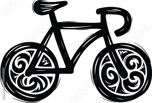 Black silhouette bicycle vector illustration hand drawn doodle sketch style decorative cycle graphic element isolated on white