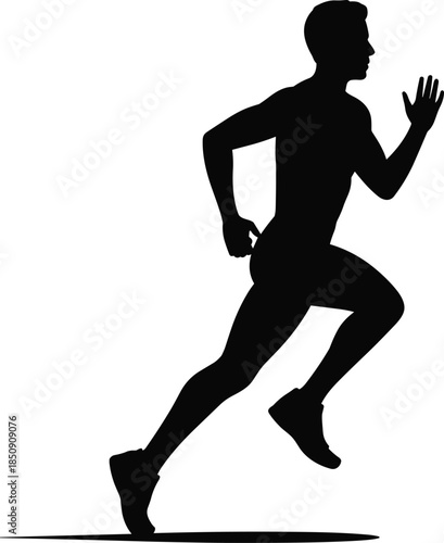 Black silhouette running man sprinter athlete jogging vector illustration sport fitness training concept design graphic element isolated