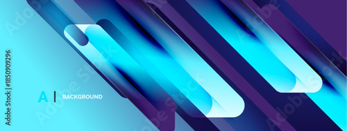 Abstract geometric design. Blue, purple gradients create dynamic lines, shapes. Modern aesthetic, suitable background element.