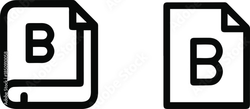 File Document Bold Icon Set – Text Formatting B Symbol for Typography and Editor