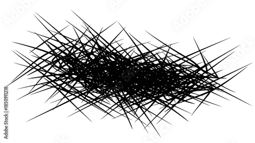 Abstract chaotic black lines forming a dense scribble pattern on a white background.