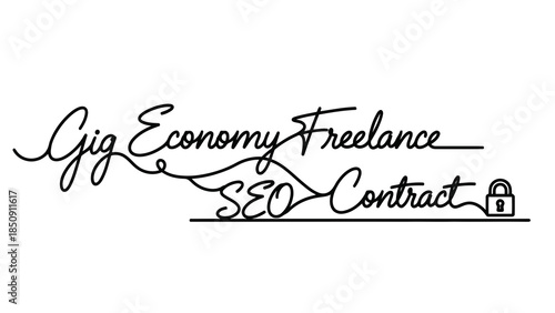 Gig economy freelance seo contract with lock icon represents security and agreement.