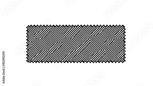 Geometric pattern of interlocking black and white lines creating a maze-like optical illusion effect