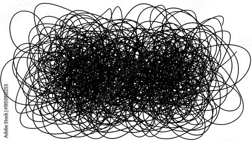 Abstract scribbled lines forming a dense chaotic pattern on white background