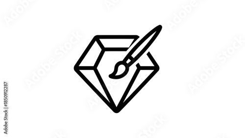 Diamond with paintbrush icon representing creativity, design, and artistic refinement.