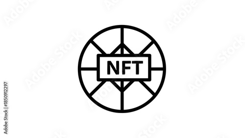 Nft icon representing digital asset uniqueness in blockchain technology, digital art, and crypto