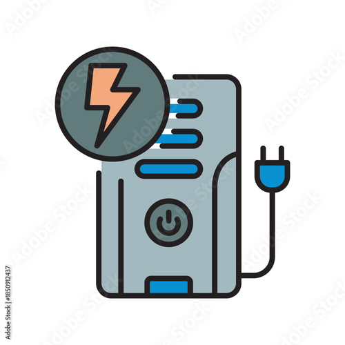 ups backup black line icon. Vector isolated element