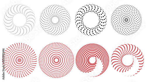 Collection of intricate circular patterns with dots and lines