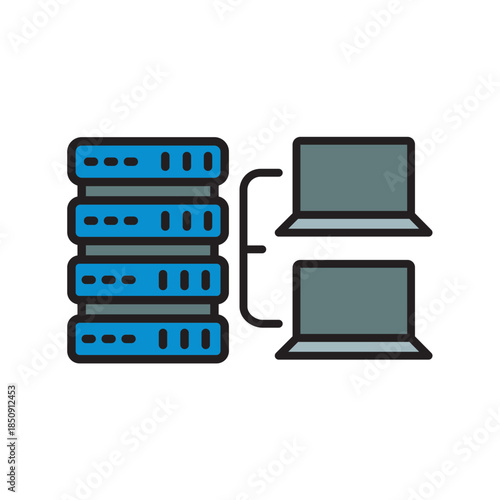 virtual machine black line icon. Vector isolated element