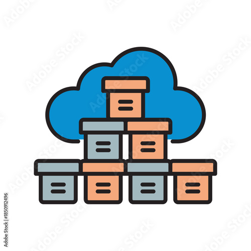 docker container black line icon. Vector isolated element