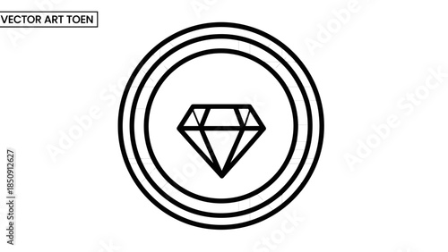 Diamond inside concentric circles vector graphic icon symbolizing luxury, wealth, and value
