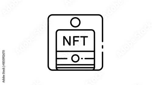 Stylized icon of a digital asset token with nft text, representing blockchain technology