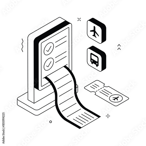 Check this modern isometric illustration of ticket terminal, editable vector