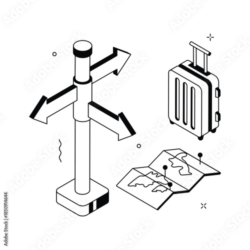 Here is a modern isometric illustration of route selection in trendy style