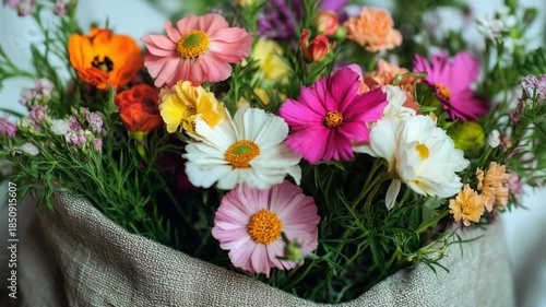 Wallpaper Mural Vibrant assortment of wild flowers in a rustic woven basket. Torontodigital.ca