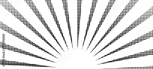 Edge frame. Halftone cartoon border. Pop art dot. Attention pattern. Faded attention texture. Black line isolated on white background.