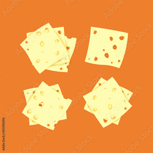 A wedge of yellow cheese with holes sits on a wooden cutting board