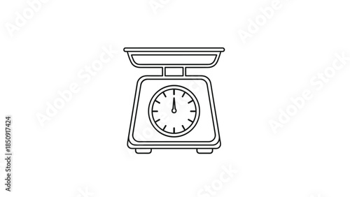 Vintage mechanical scale with dial indicator on white background, Generative AI.